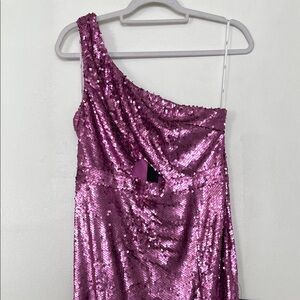 Lulu's Pink One Shoulder Sequin Dress